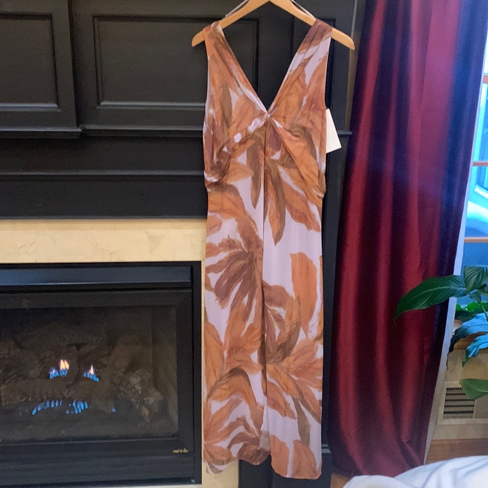 ZARA lavender/orange long lined dress sz XL